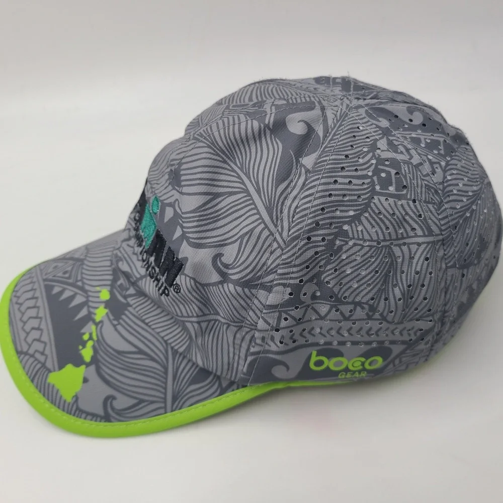 Boco Gear Hat Adjustable Gray Green Ironman World Championship Kona 2017 Running